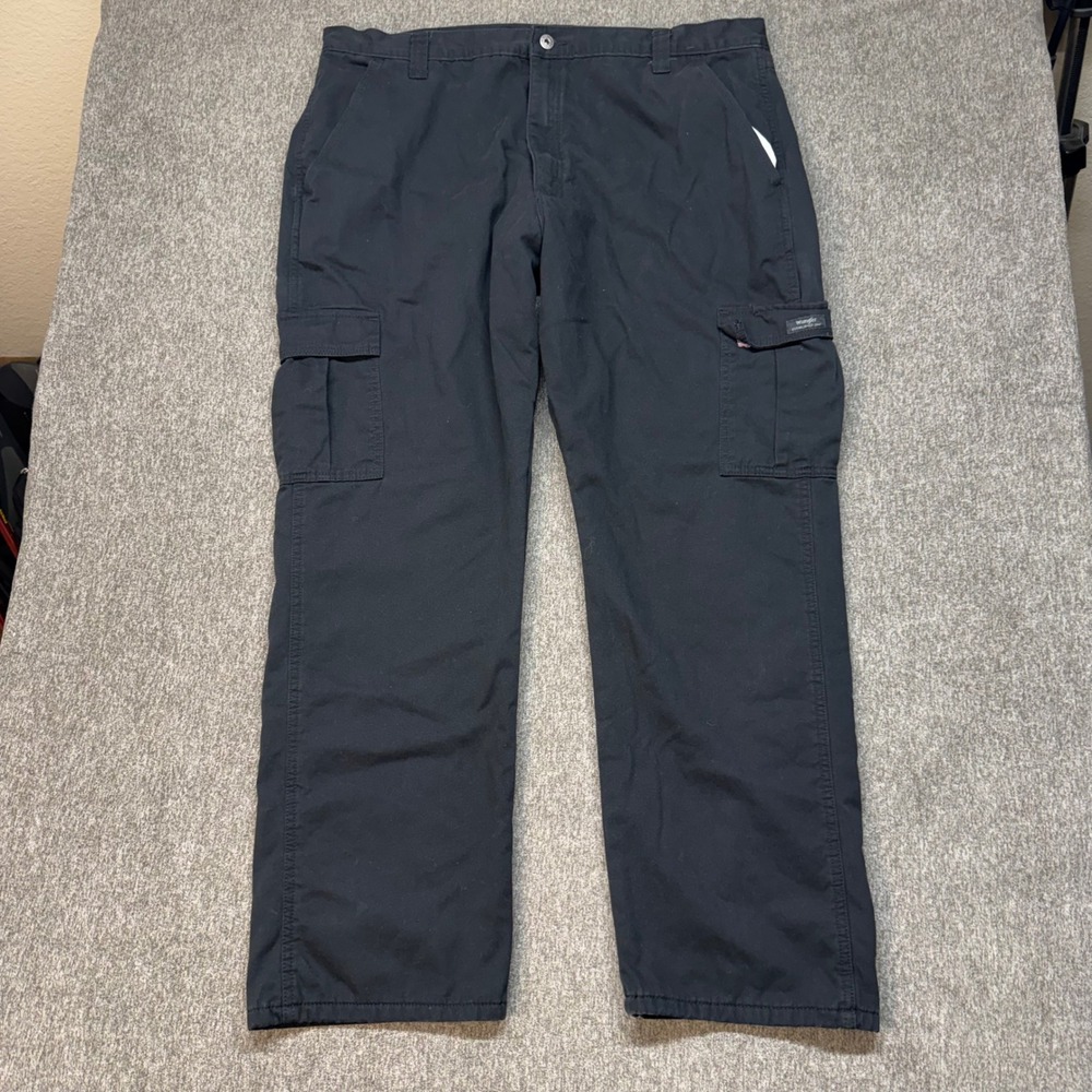 Wrangler Relaxed Fit Fleece Lined Cargo Pants Mens 40x32 Black 70FEWBL Utility